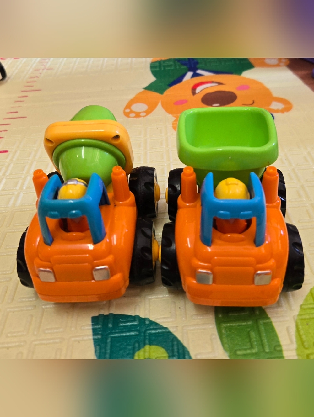 Set of 2 Toddler Construction Trucks - Dump Truck & Cement Mixer